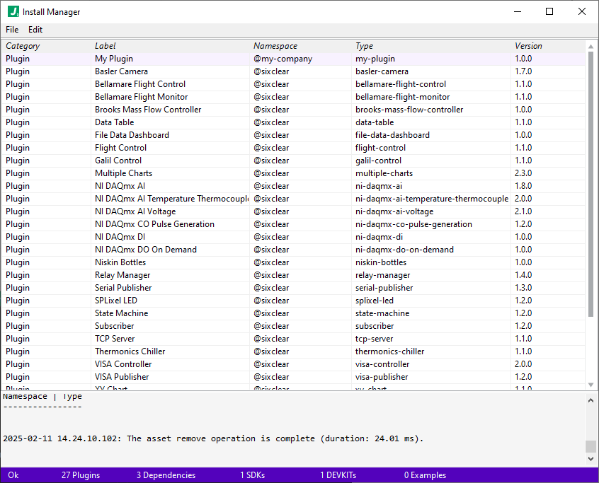 jade devkit refresh assets list in install manager updated list