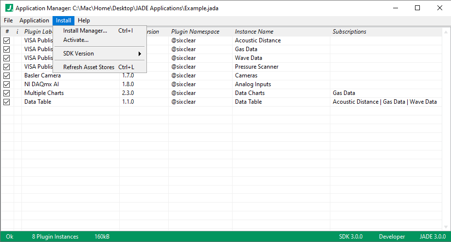 jade application manager menu install