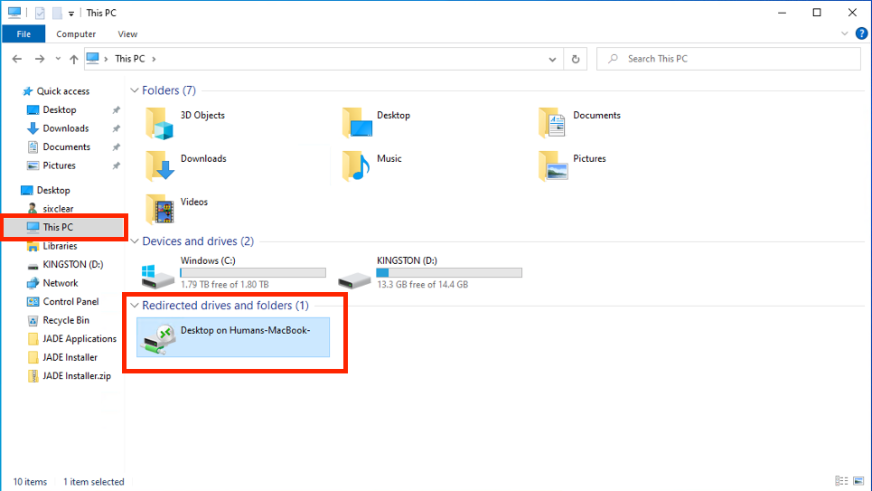 rdp client shared drives