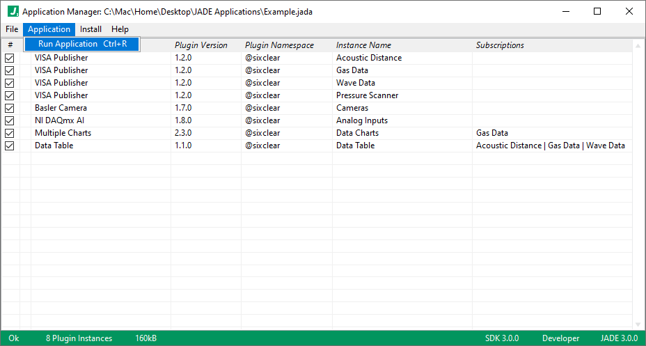 jade application manager menu application