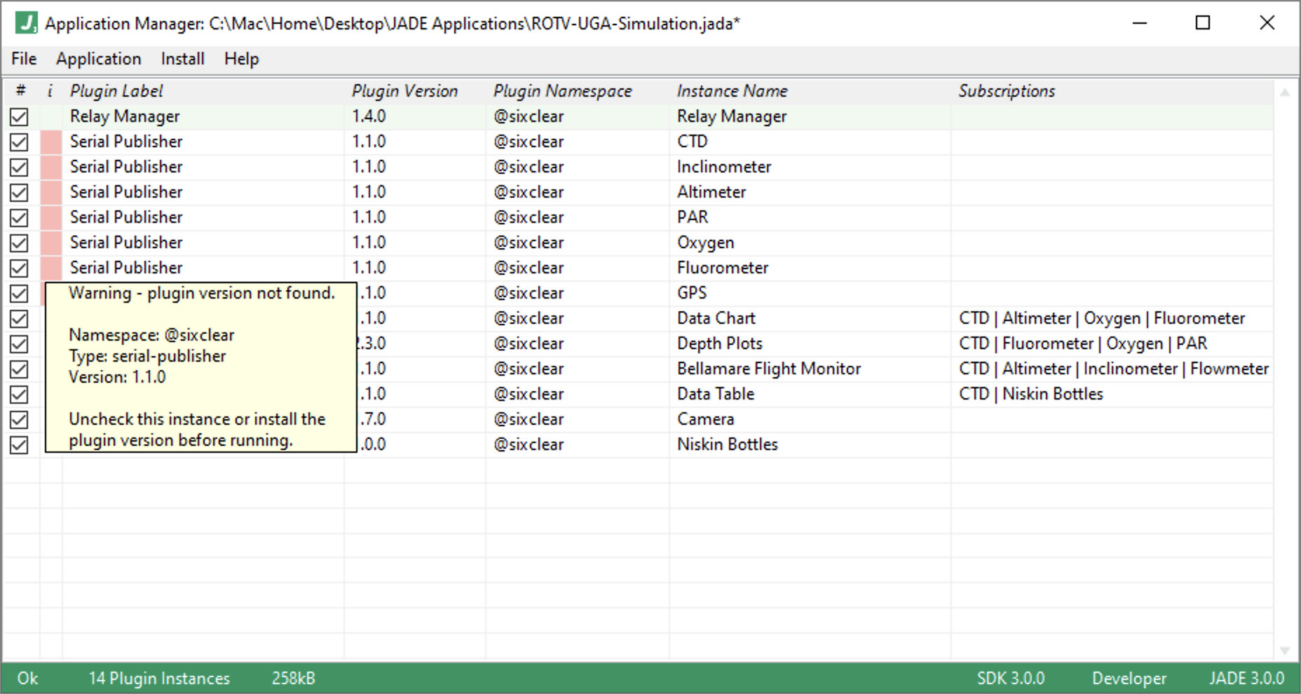 jade manager missing plugin