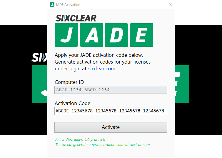 jade activation screen activated