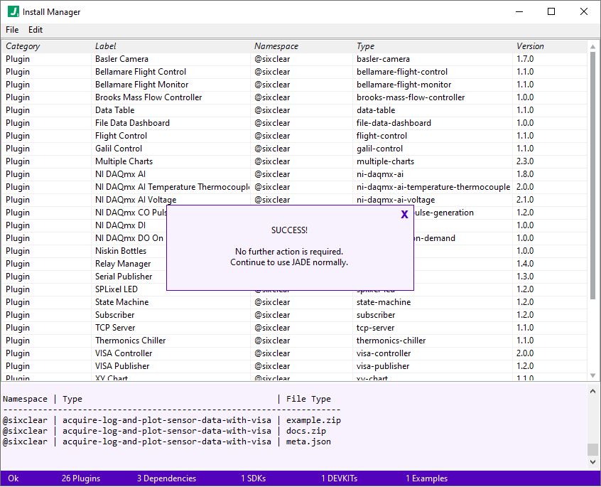 jade install manager install success