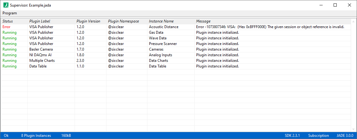 jade supervisor plugin instance error