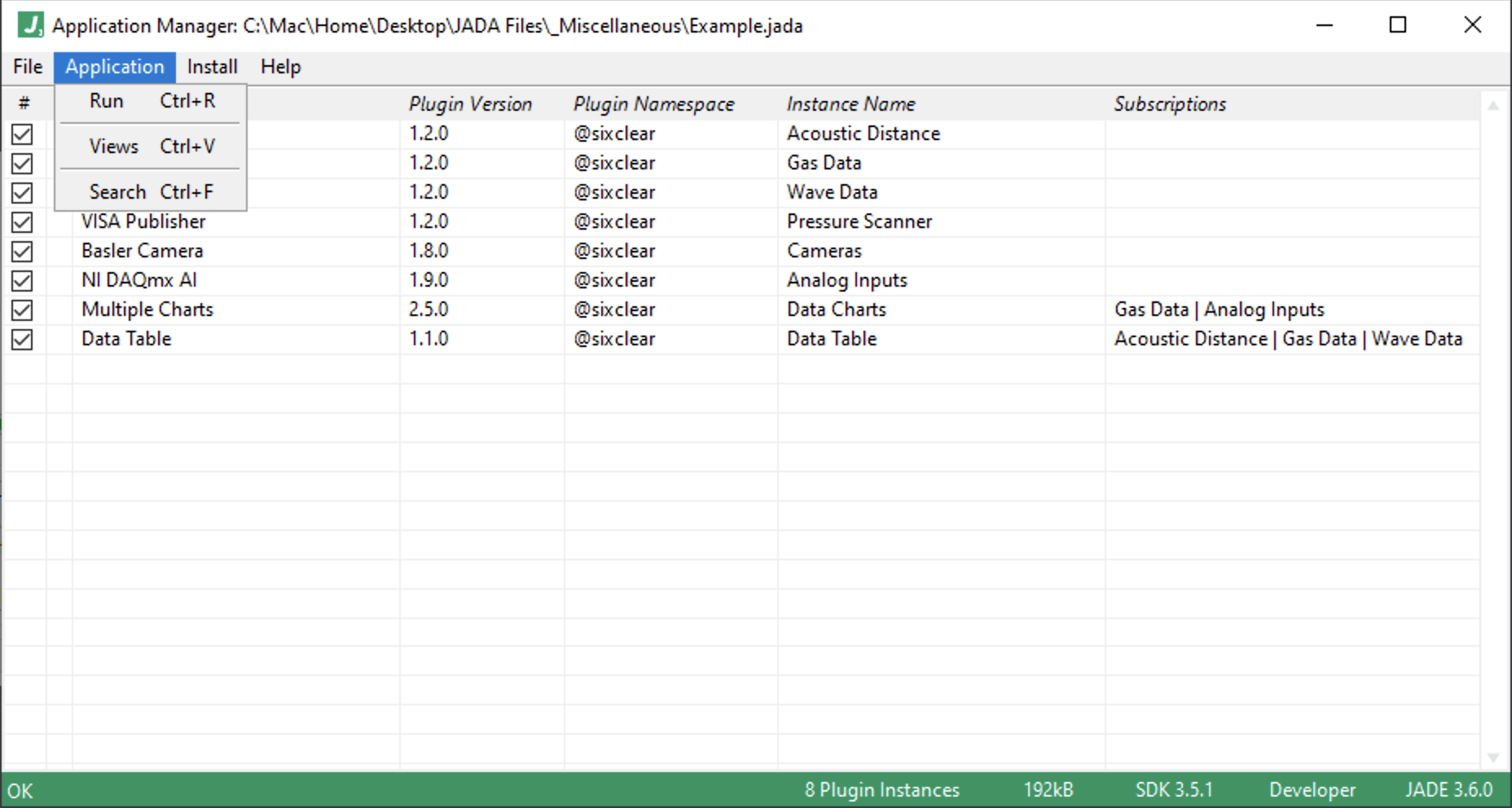 jade application manager menu application