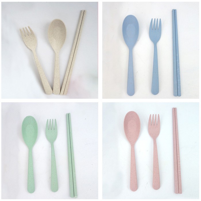 Sendok Garpu Sumpit Set Korea / Alat Makan Set Bahan Jerami Gandum — 10