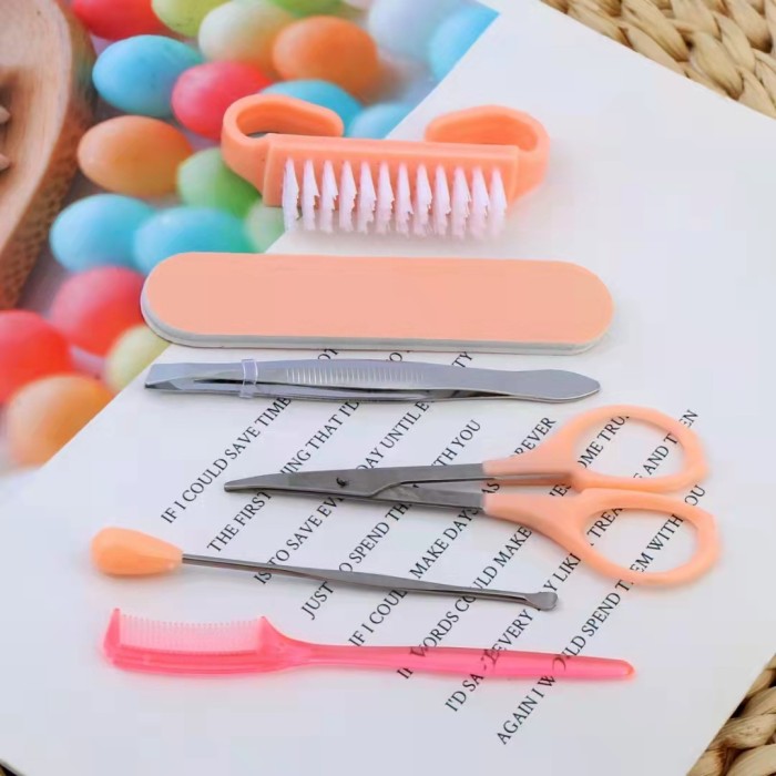 Alat Meni Pedi Pembersih Kuku Satu Set Pinset Kikir Sikat Kuku — 3