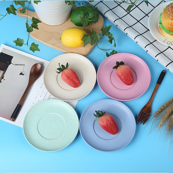 Set Piring Saji Makan Kecil Bahan Jerami Bahan Eco Friendly 15 Cm — 2