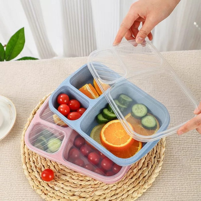 Tempat Makanan Kotak Bekal Plastik Lunch Box Bento Korea Microwavable — 3
