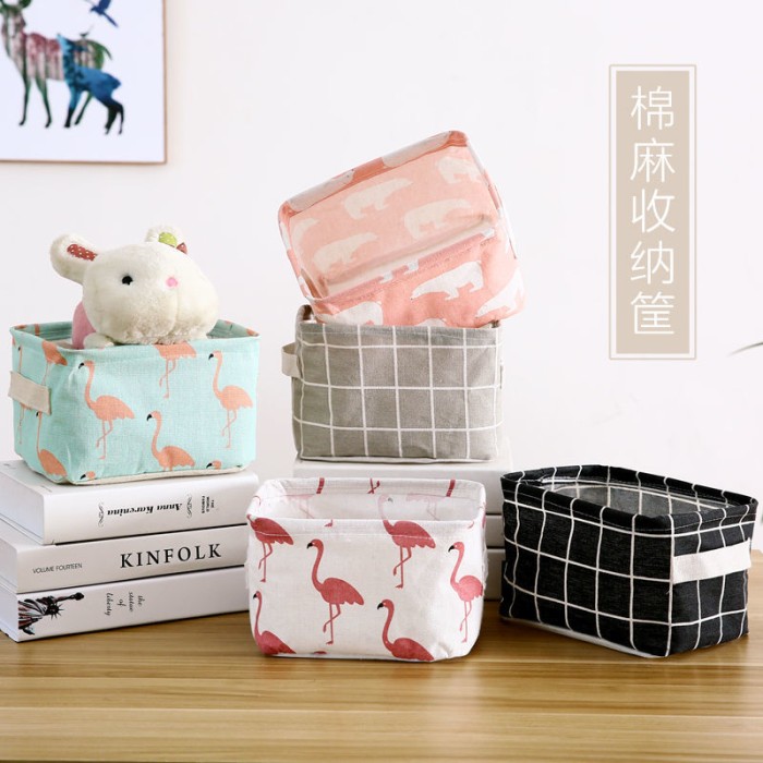 Kotak Penyimpanan Barang Keranjang Mini Lipat Multifungsi Lucu — 4
