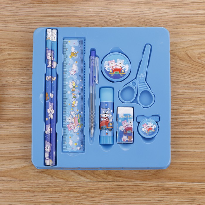 1 Set Alat Tulis Lucu Lengkap Pensil Penggaris Pulpen Penghapus Rautan — 4