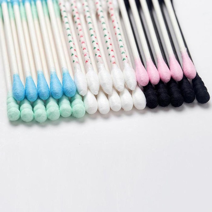 Cotton Bud Kayu Korek Kuping Kapas 2 Sisi Warna Warni 100 Pcs — 10
