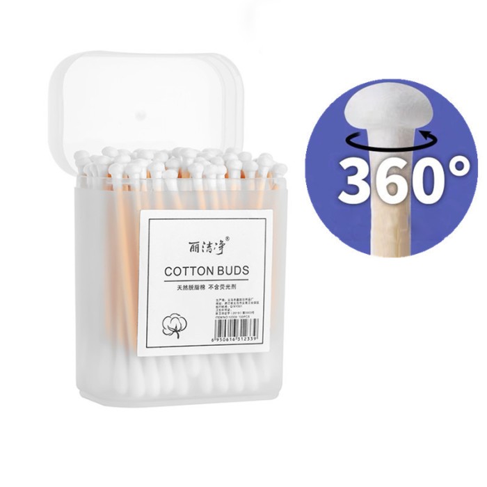 Cotton Bud Swabs isi 100 Natural Bambu Tanpa Pemutih — 5