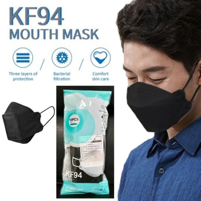 Masker Kf94 Kain Warna Warni Hitam Ungu Navy Grey Isi 10 Pcs — 8