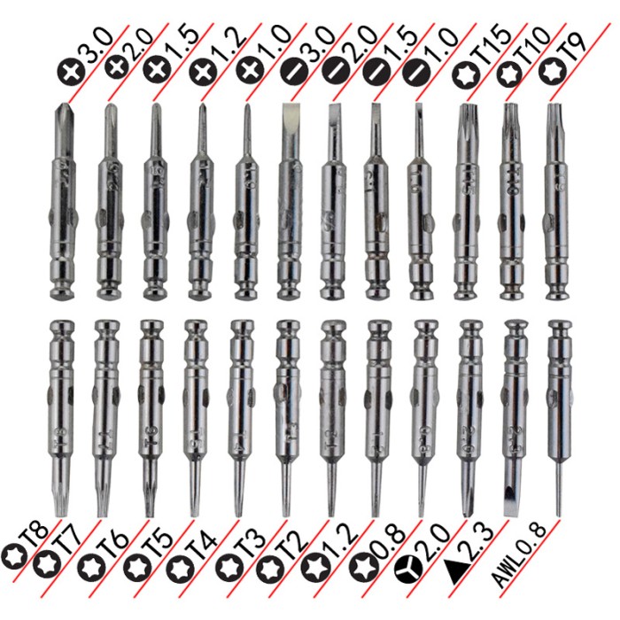 Obeng Hp 1 Set Handphone Lengkap Bintang 5 Segi Enam 25in1 — 6