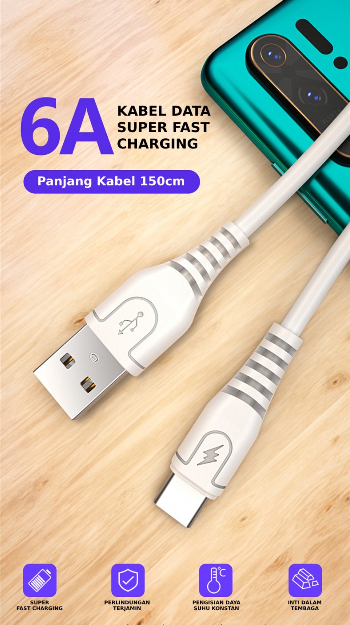 Kabel Data iPhone XR 11 12 13 Lightning Fast Charging 6A 150 Cm 40Watt — 5