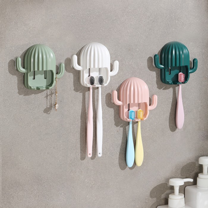 Tempat Gantungan Sikat Gigi Unik Tempel Dinding Bentuk Kaktus — 5