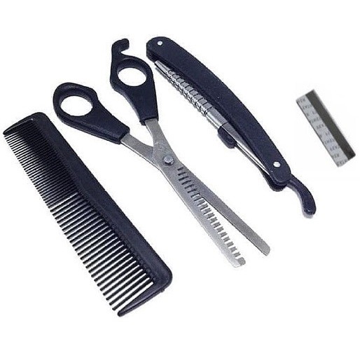 Alat Cukur Sasak Rambut Set 3 In 1 Gunting Zigzag Pisau Cukur Sisir — 2