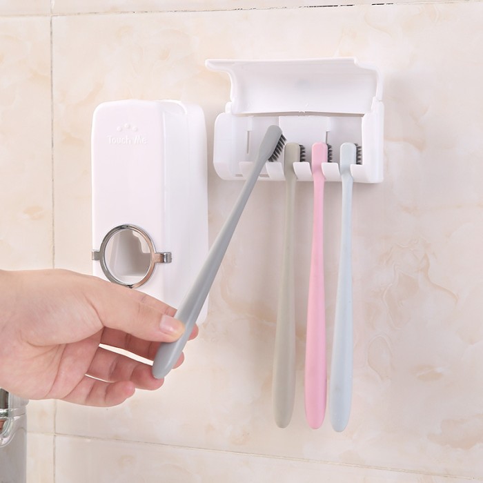 Set Dispenser Pasta Gigi Odol Dan Rak Cantolan Tempat Sikat Gigi — 3