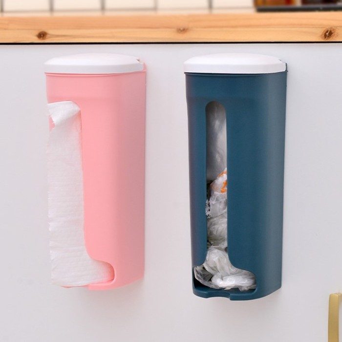 Dispenser Wadah Kantong Plastik Dapur Tempel Dinding Gantung Hook — 6