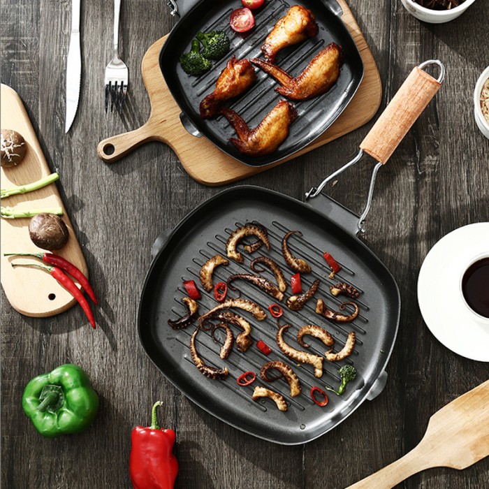 Wajan Panci Grill Bbq Korean Panggangan Anti Lengket Bentuk Kotak 20Cm — 4