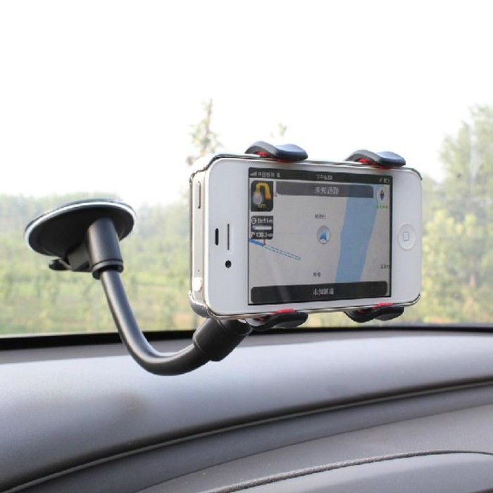 Tempat Hp Phone Handphone Holder Mobil Jepit Soft Tube Tempel Kaca — 3