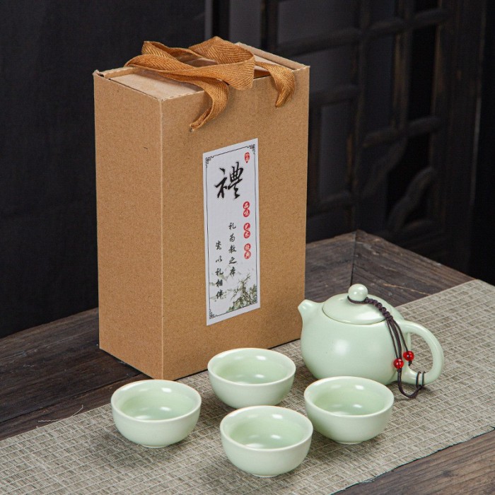 Chinese Tea Pot Set Antique Teko Teh China 4 Cangkir Keramik — 3