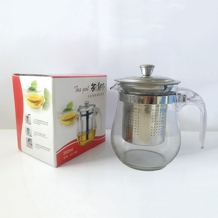 Teapot Teko Kaca Tahan Panas Dengan Saringan Teh Stainless 350ml — 4