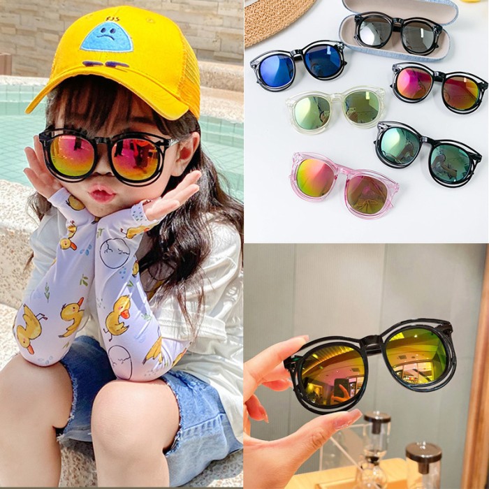 Kacamata Anak Fashion Hitam Kece Kekinian Bulat Sunglasses Black Kids — 3