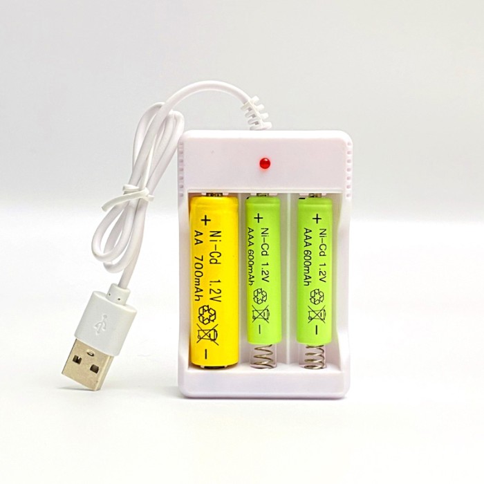 Charger Casan Isi Ulang Battery Baterai AA AAA 3 Slot Kabel Usb — 7