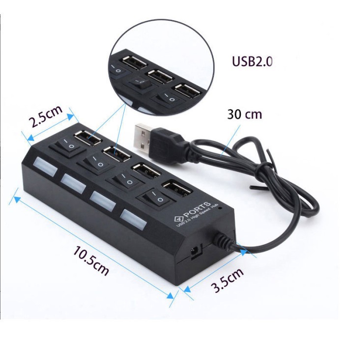 Kabel Colokan Usb Hub On Off Laptop Pc Komputer Usb 2.0 — 5