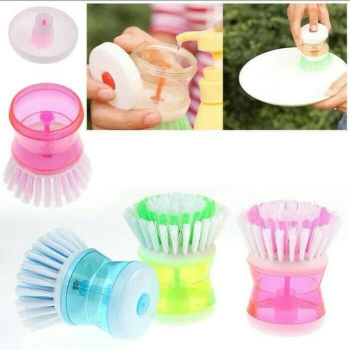 Alat Sikat Pembersih Piring Panci Dengan Dispenser Tempat Sabun Cair — 6