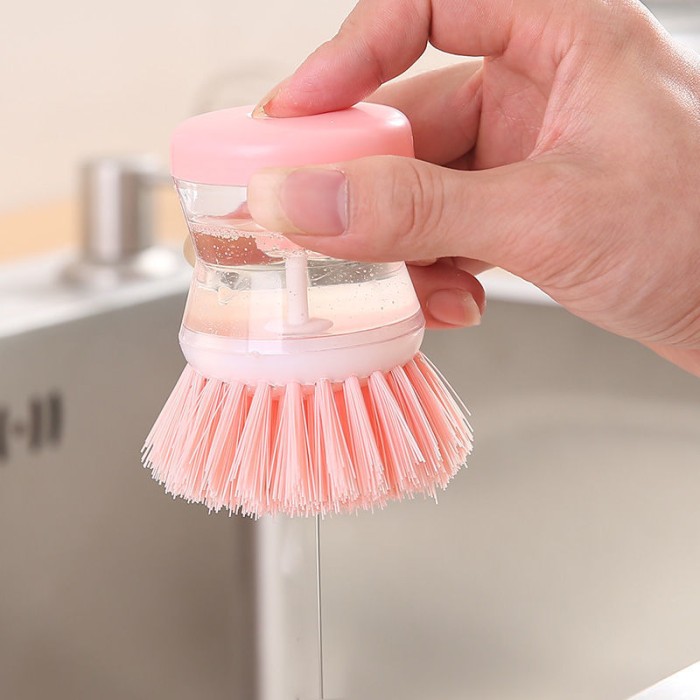 Alat Sikat Pembersih Piring Panci Dengan Dispenser Tempat Sabun Cair — 4