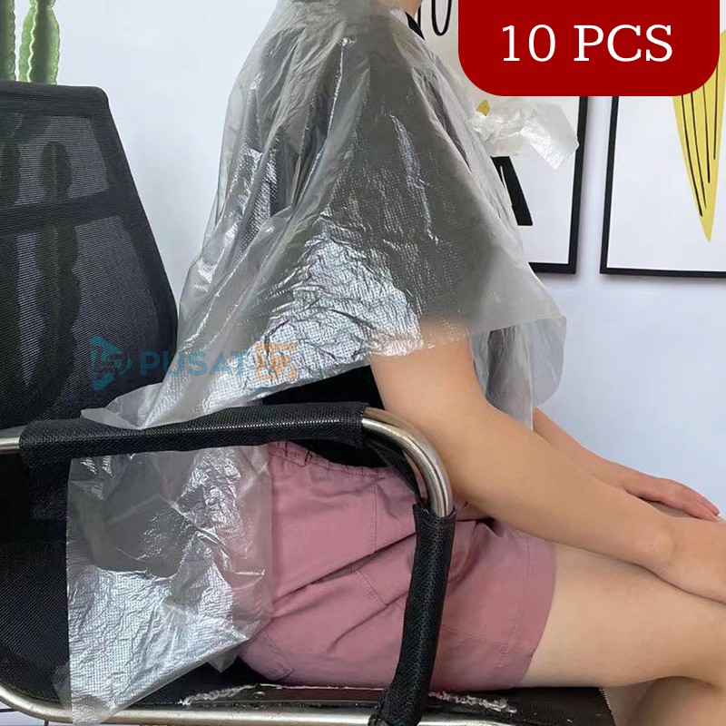 Kape Cape Plastik Melindungi Pakaian Saat Potong dan Mewarnai Rambut