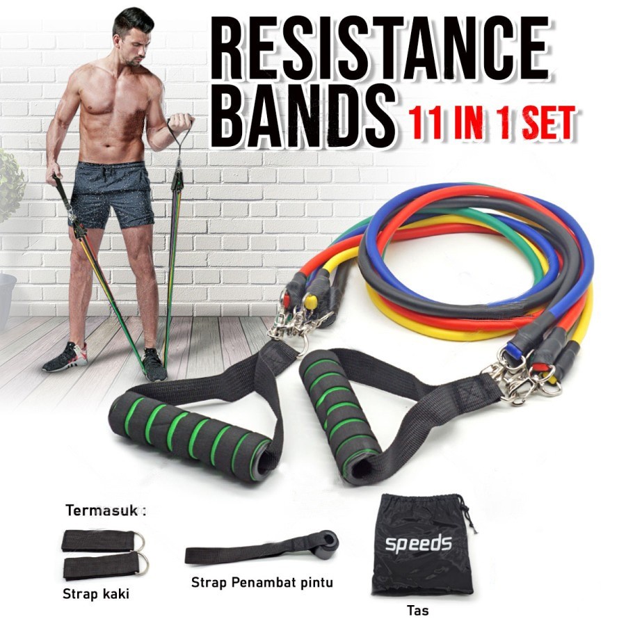 Alat Latihan Pilates, Yoga, dan Gym Resistance Bands 11in1