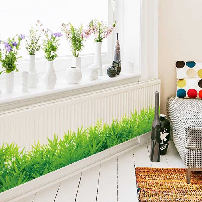 Stiker Wallpaper Dinding PVC dengan Motif Rumput Hijau Grass