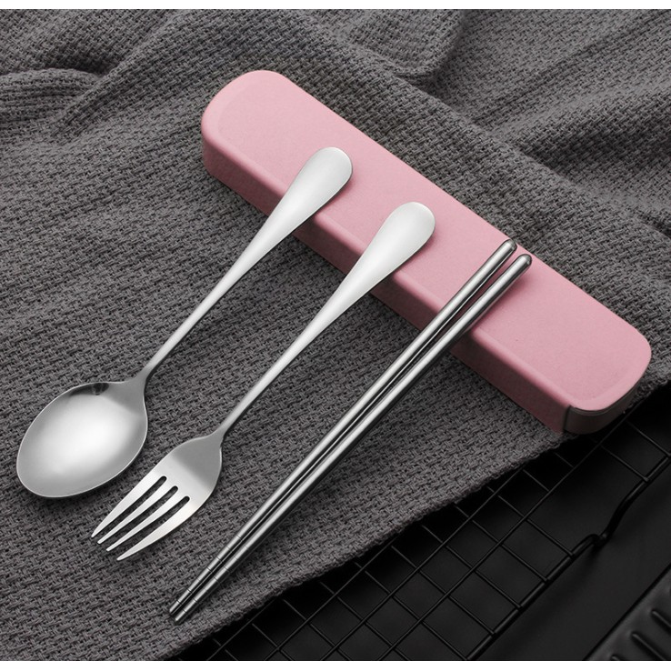 Set Makan Sendok Garpu Sumpit Stainless Steel Food Grade Model Polos