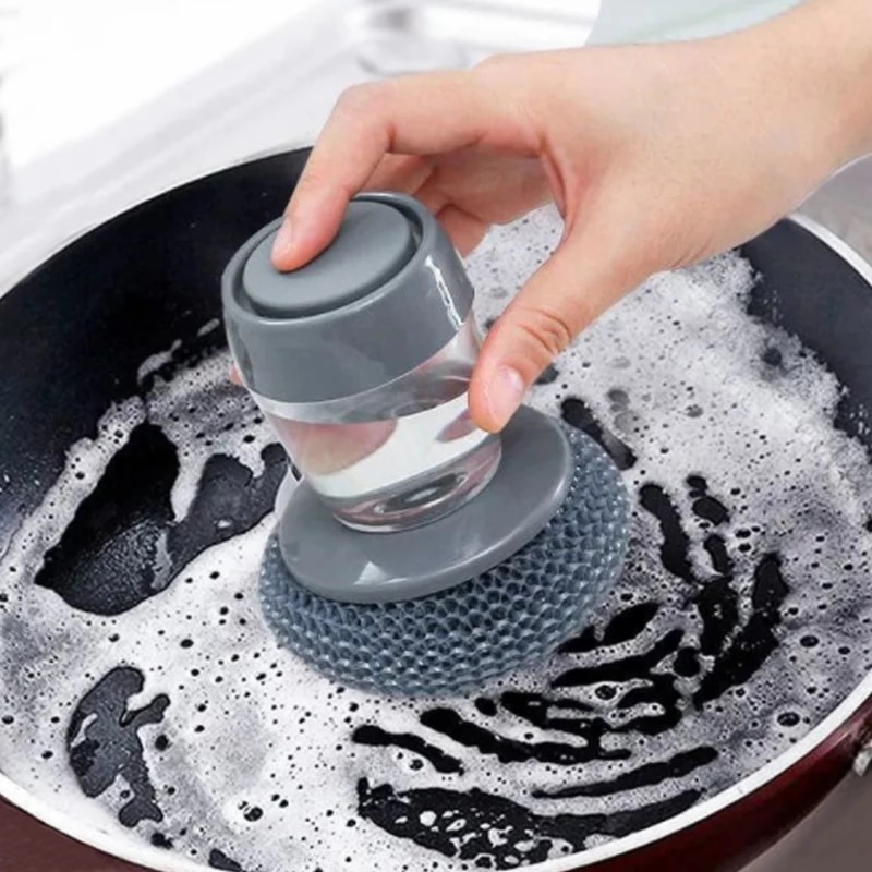 Sikat Sabut Kawat Dengan Tabung Dispenser Sabun Cuci Piring