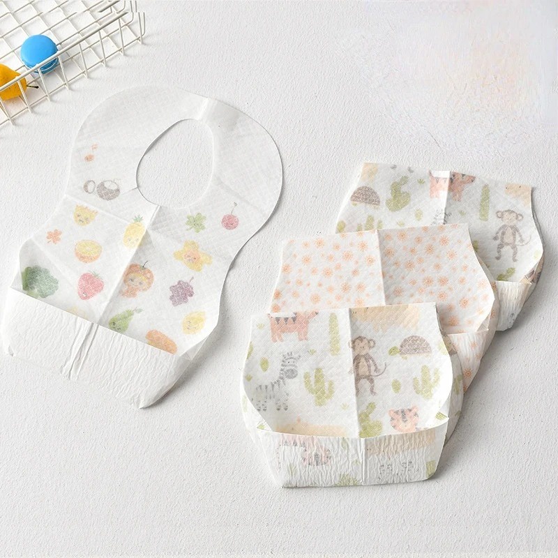 Celemek Makan Bayi Disposable Apron Baby Sekali Pakai Isi 10