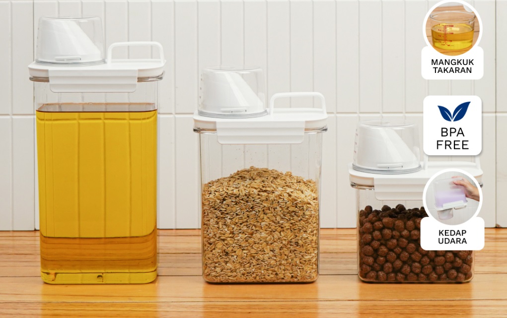 Toples Penyimpanan Makanan Plastik Acrylic dengan Gelas Ukur Serbaguna — 6