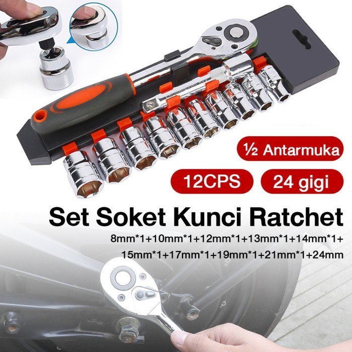 Set Kunci Shock Tool Kit Lengkap 46in1 Socket 1/4 "