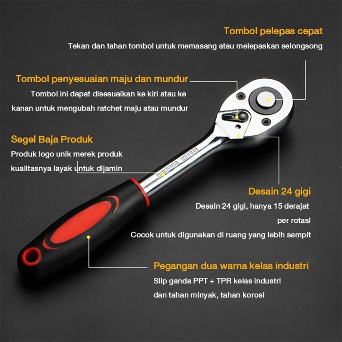 Set Kunci Shock Tool Kit Lengkap 46in1 Socket 1/4 " — 8