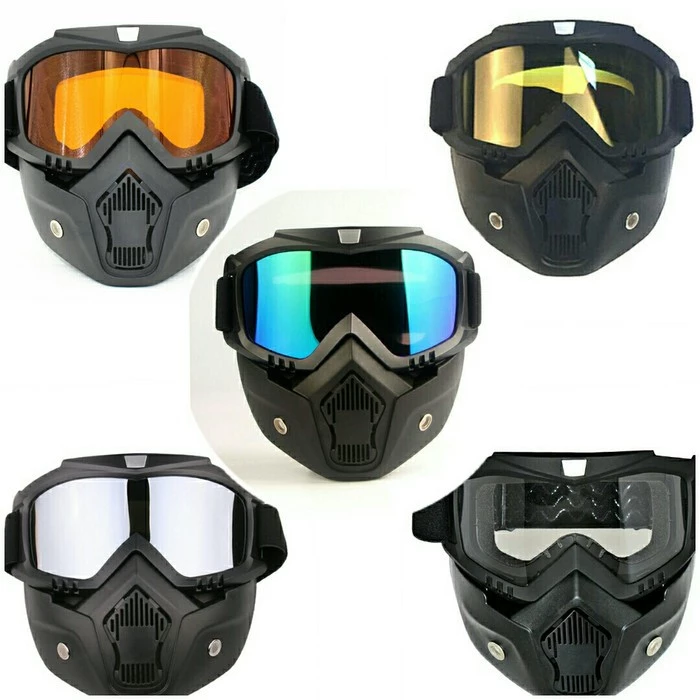 Kacamata Google Full Face Helm Masker Motor Paintball Airsoft Trail — 3