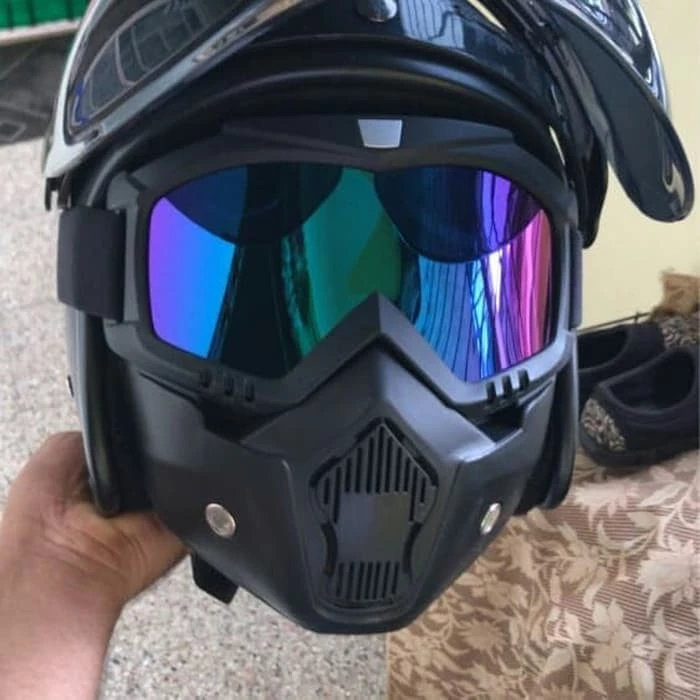 Kacamata Google Full Face Helm Masker Motor Paintball Airsoft Trail — 4