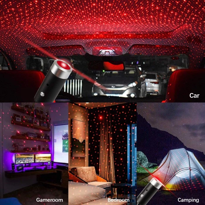 Lampu Laser Proyektor Led USB Bintang Star Dekorasi Plafon Mobil Kamar — 6