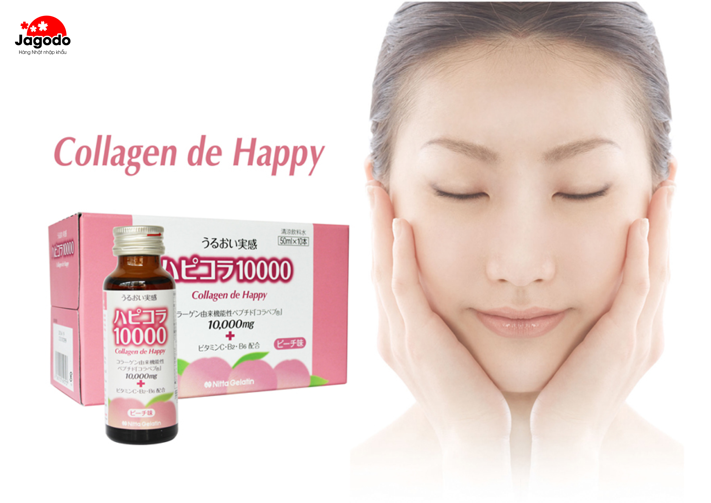 Nước uống Collagen de Happy 10.000mg (Hộp 10 chai x 50ml)