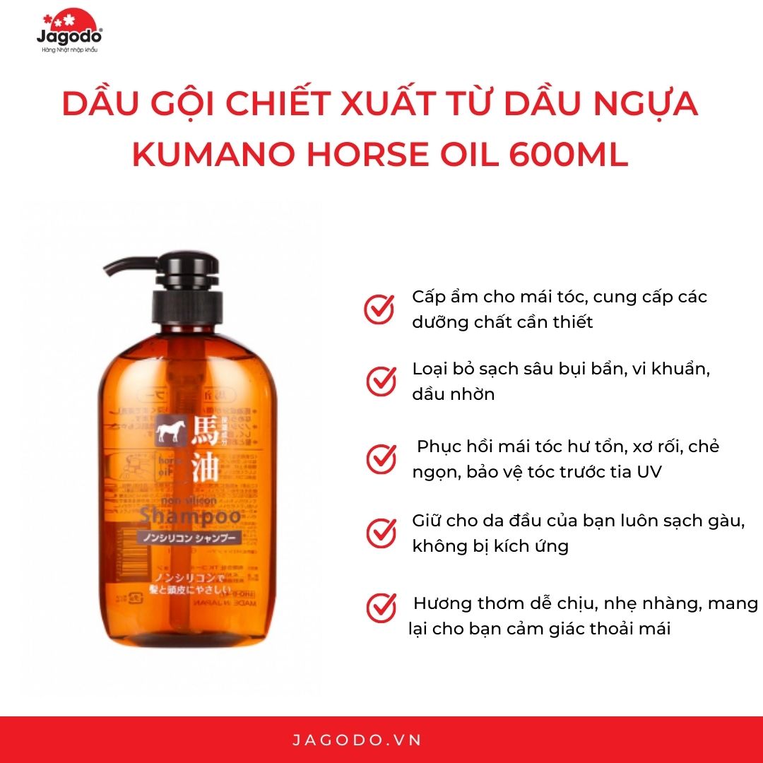 Dầu gội chiết xuất từ dầu ngựa Kumano Horse Oil 600ml