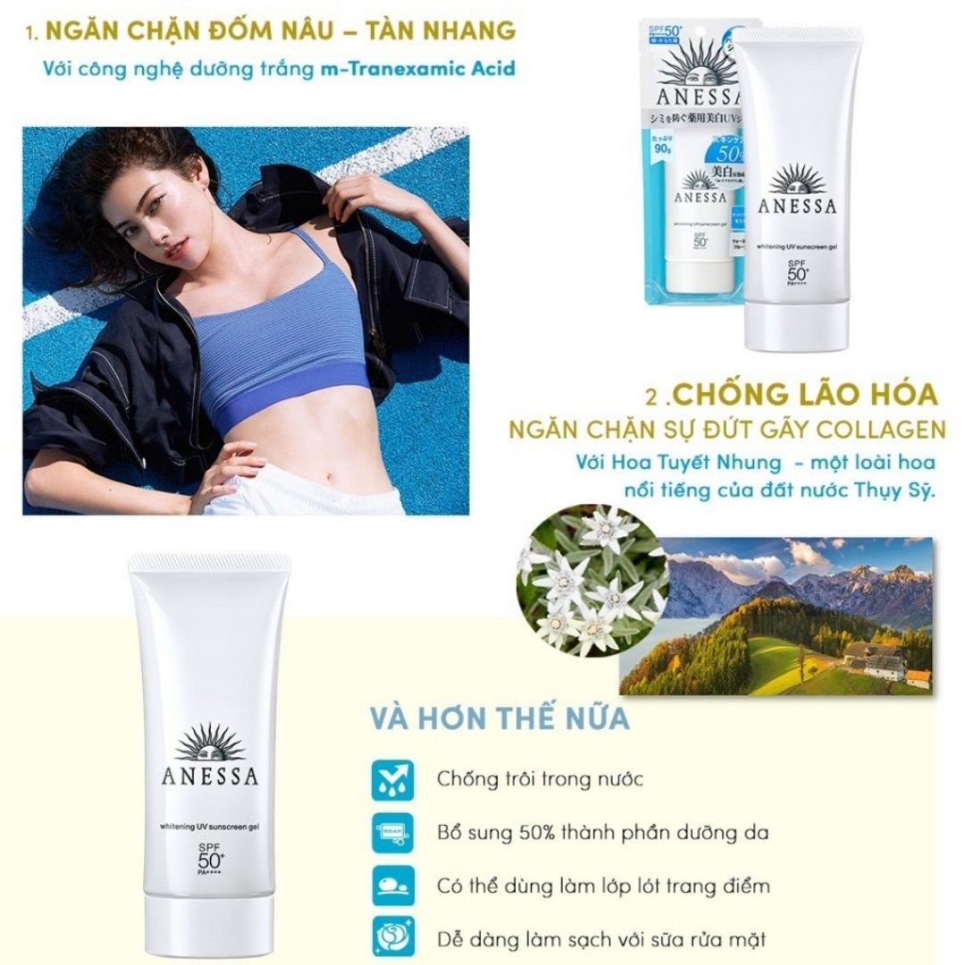 Chống nắng dưỡng trắng Anessa Whitening UV Sunscreen Gel