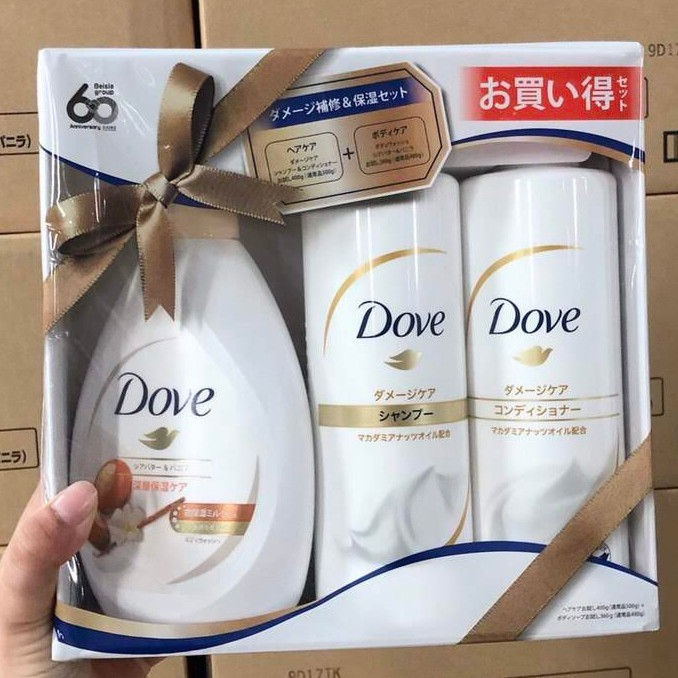 Bộ dầu gội, dầu xả và sữa tắm cao cấp Dove nội địa Nhật Bản