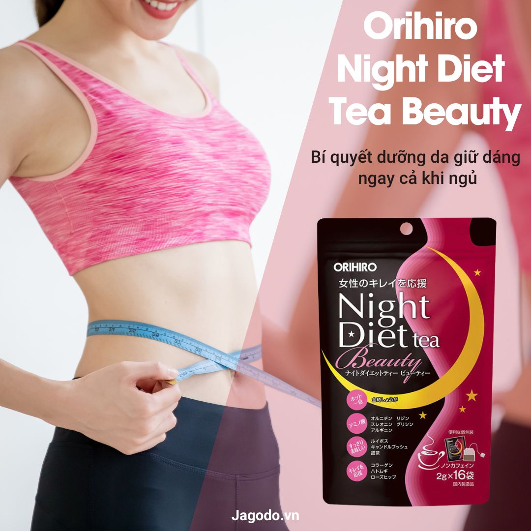 bc4f834d orihiro night diet tea beauty - Trà giảm cân ban đêm Orihiro Night Diet Tea Beauty (16 gói x 2g)